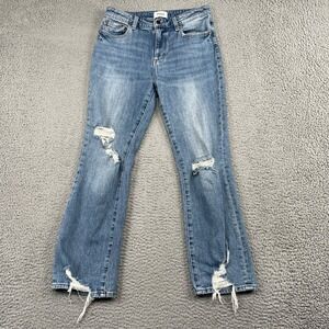 Pistola Jeans Womens 27 Blue Distressed Lennon High Rise Crop Bootcut Jeans